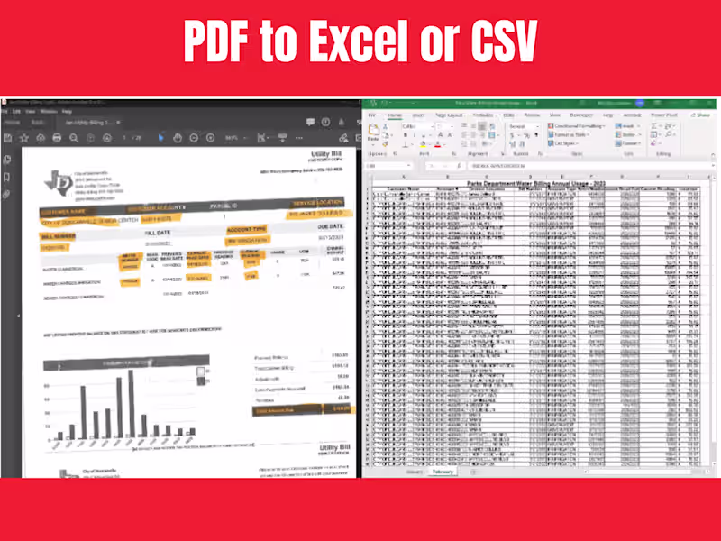 Cover image for PDF to Excel or CSV
