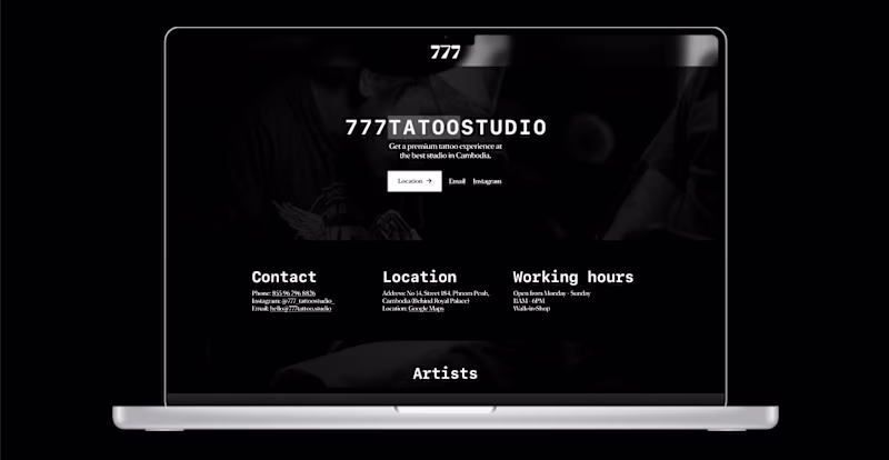 Cover image for Tattoo Studio Web Design