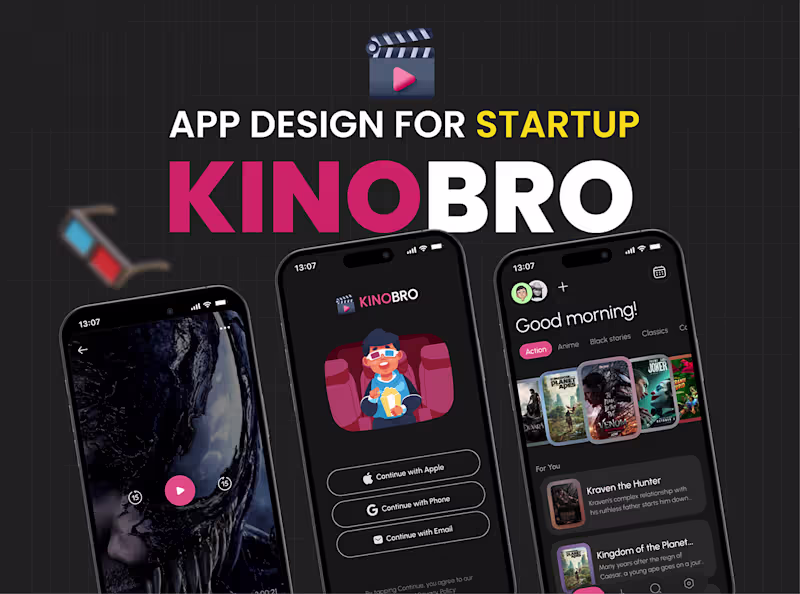 Cover image for 🎬 Kinobro - Movie Streaming Mobile App Design 🍿📱