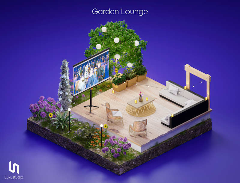 Cover image for Garden Lounge - 3D isometric design