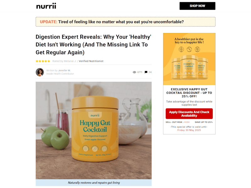 Cover image for Advertorial page I develop for nurri 