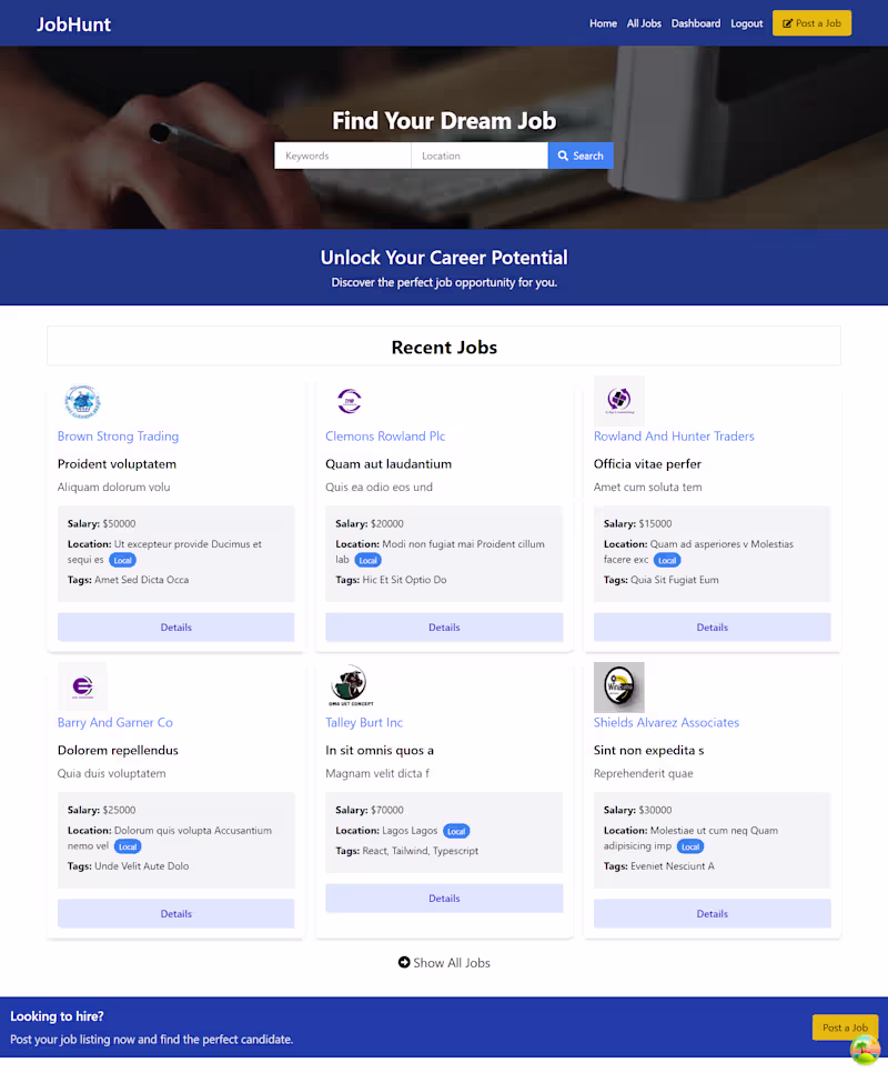 Cover image for Job Hunt Web App Development