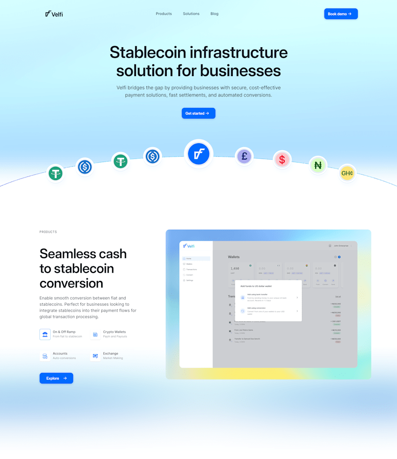 Cover image for Landing page for Stablecoin infrastructure business