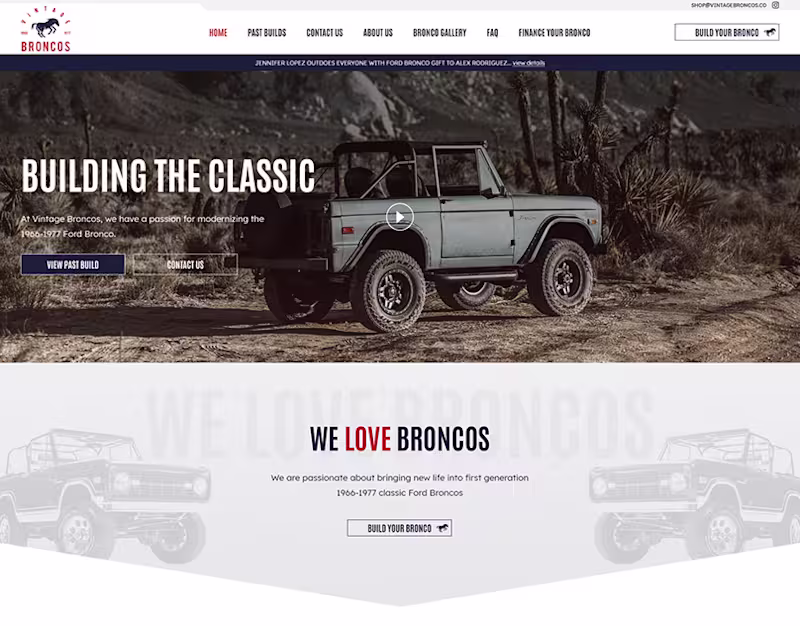 Cover image for Vintage Ford Bronco Car Website Design