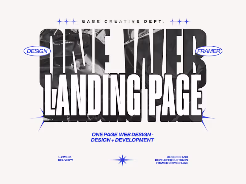 Cover image for One Web/Landing Page: Design + Development