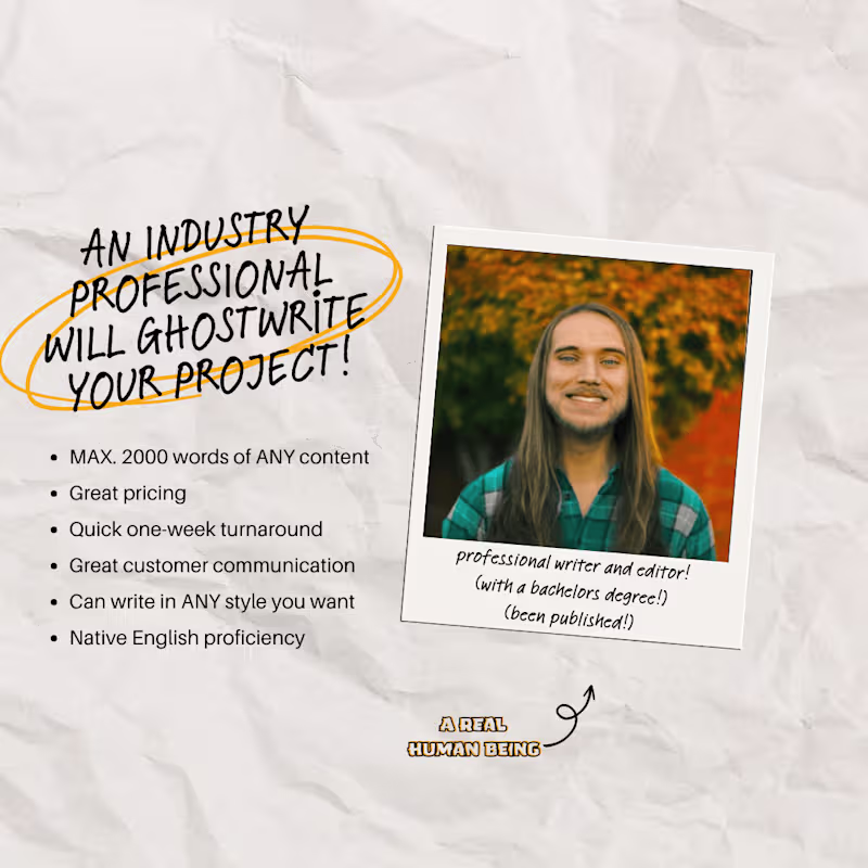 Cover image for I will ghostwrite 2000 words of ANY STYLE content for you