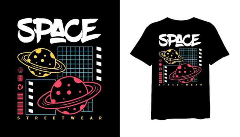 Cover image for Space Streetwear and Graffiti T-Shirt Design.