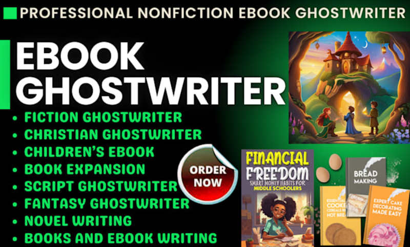 Cover image for I will ghostwrite nonfiction and fiction ebook kdp book writing…