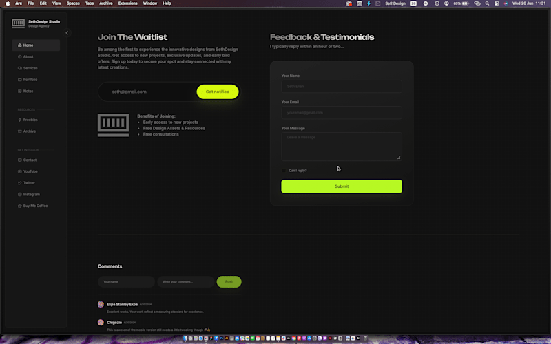 Cover image for SethDesign Studio (Framer Website)