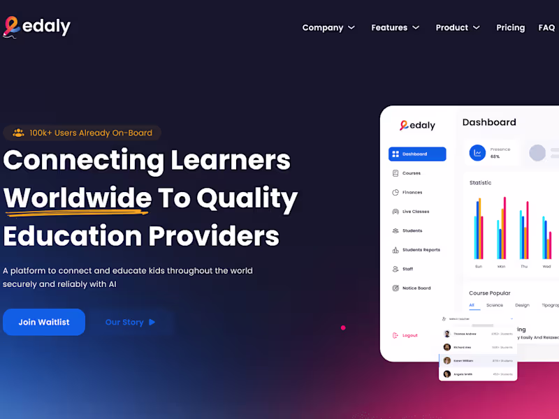 Cover image for Edaly - AI Powered EdTech SaaS