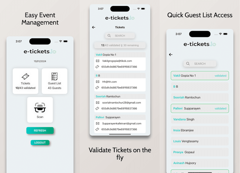 Cover image for E-Tickets, QR ticket scanner app for fully managed show and even