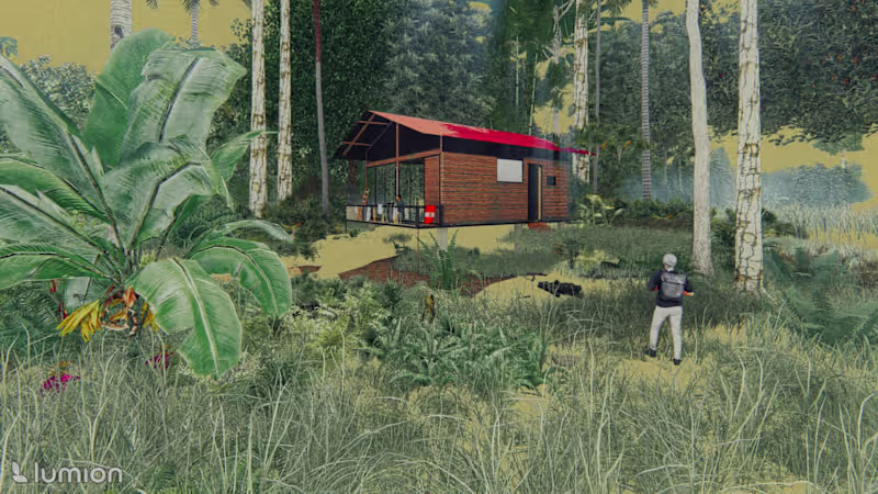 Cover image for A 3D render of a house in the Peruvian Amazon