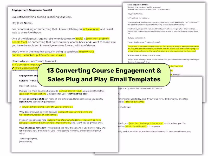 Cover image for 13 Email Plug and Play Templates for Course Creators