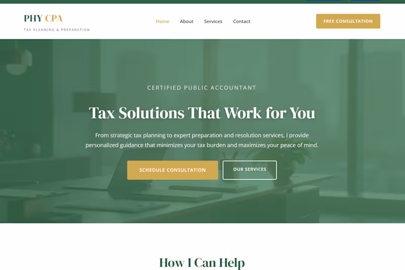 Cover image for CPA firm website. Clean, professional, built to convert visi...