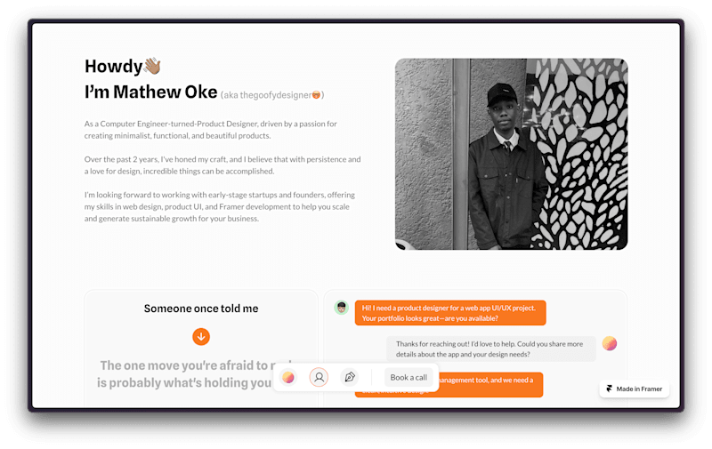 Cover image for Product Designer Portfolio built in Framer