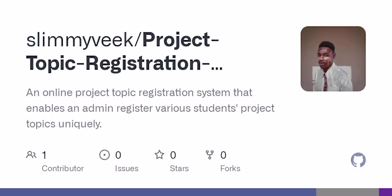 Cover image for Project Topic Registration System