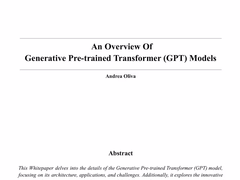 Cover image for An Overview Of Generative Pre-trained Transformer Models