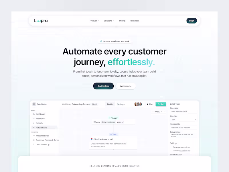 Cover image for Loopra - CRM Automation Platform Landing page