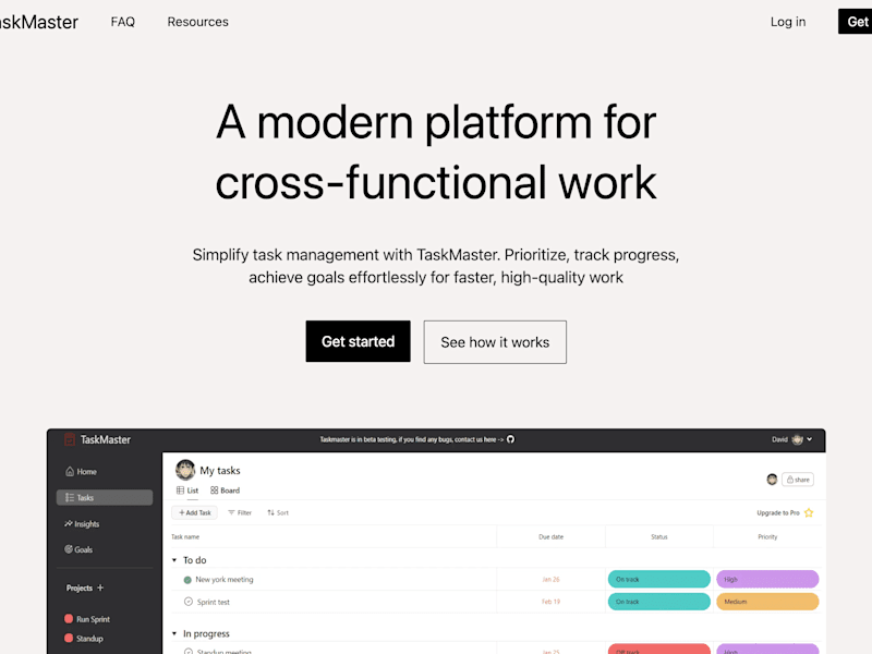 Cover image for TaskMaster | A modern platform for cross-functional work