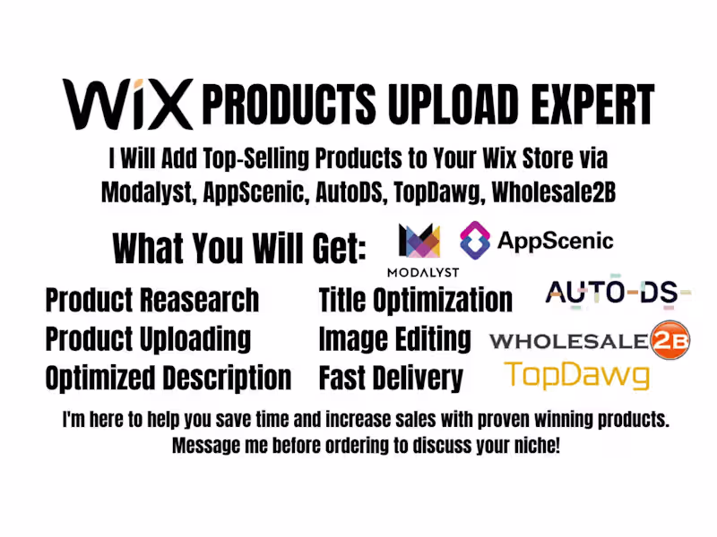 Cover image for I will add top selling products to wix website store via autods