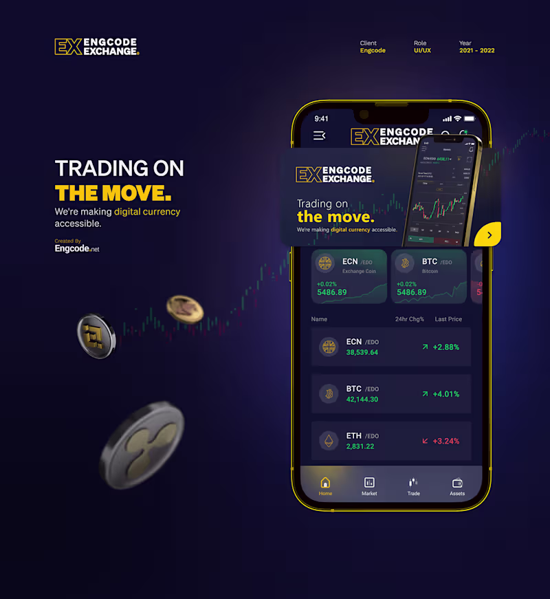 Cover image for UI/UX | Engcode Exchange DeFi Mobile App on Behance