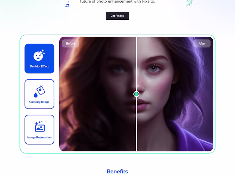 Cover image for Pixalto-AI-powered photo enhancer app
