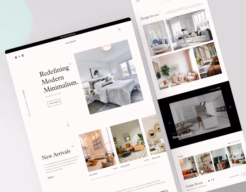 Cover image for Interior Design Landing – Modern Website UI/UX Design