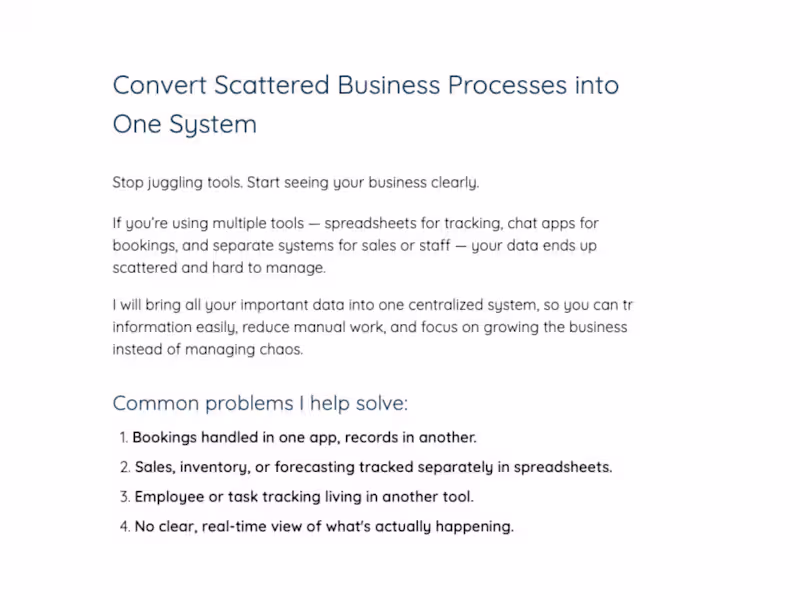 Cover image for Convert scattered business process into one system.
