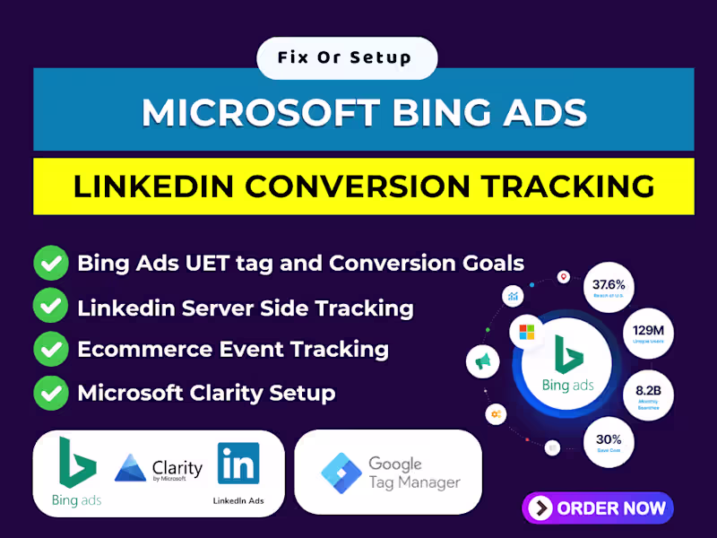 Cover image for Microsoft bing ads uet tag conversion goal linkedin tracking GTM