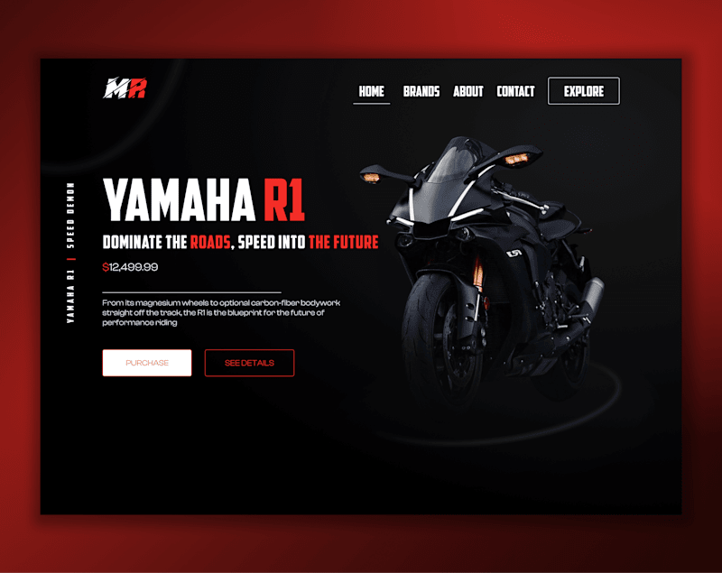 Cover image for Yamaha R1 Motorcycle Hero Section Design