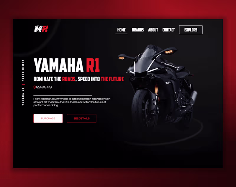 Cover image for Yamaha R1 Motorcycle Hero Section Design