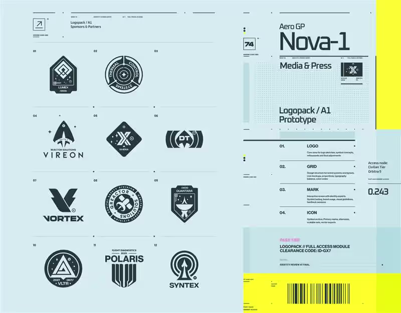 Cover image for Here's some early brand identity work for the NOVA-1 jet rac...