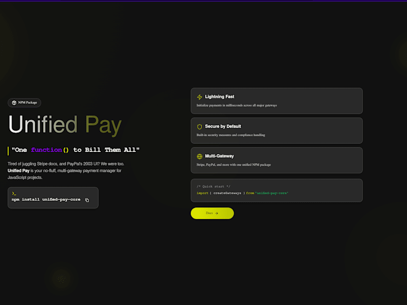 Cover image for Unified Pay – Node.js Payment Library