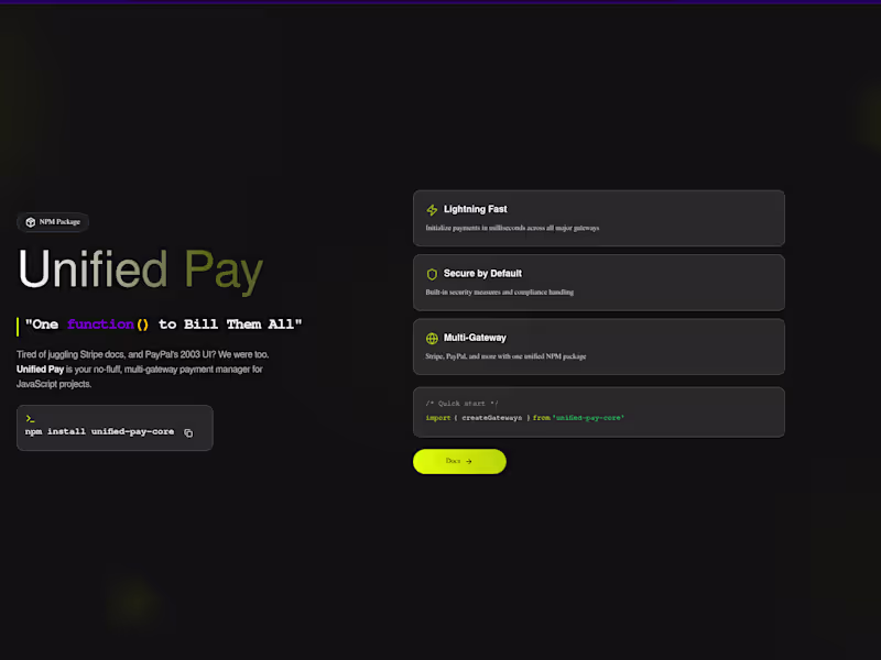 Cover image for Unified Pay – Node.js Payment Library