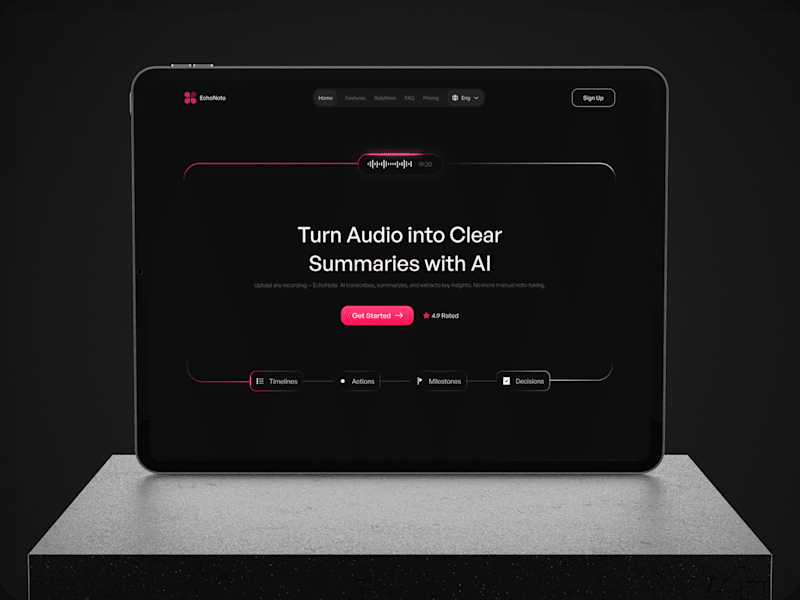 Cover image for Echonote - Landing Page Design