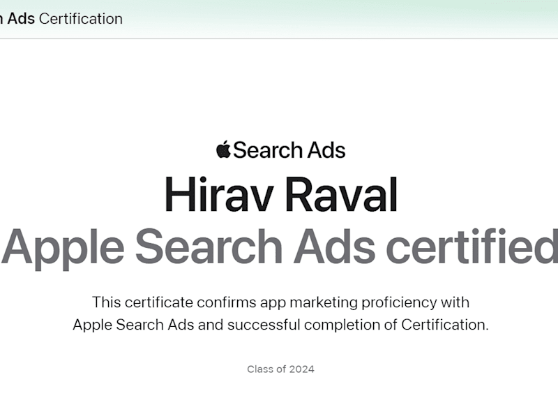Cover image for Certified Apple Search Ads Specialist.