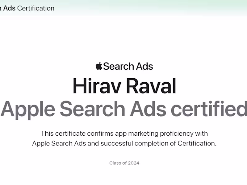 Cover image for Certified Apple Search Ads Specialist.
