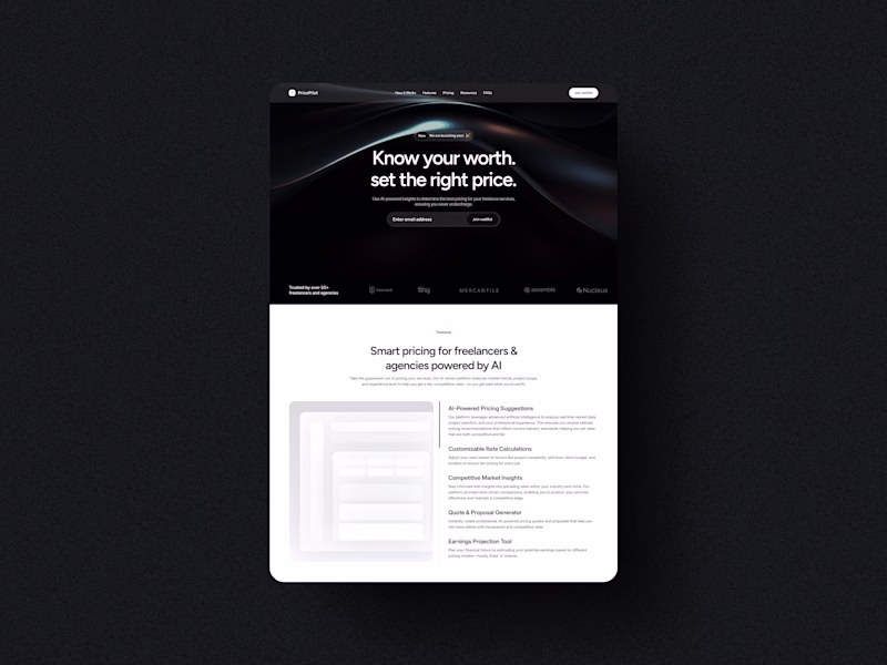 Cover image for Price pilot : AI-powered pricing platform for freelancers