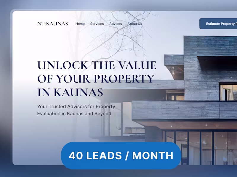 Cover image for Real Estate Website Redesign on Webflow - 40 monthly leads