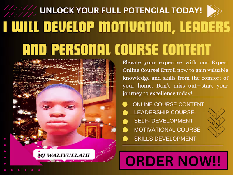 Cover image for I will develop motivation, leaders and personal course content