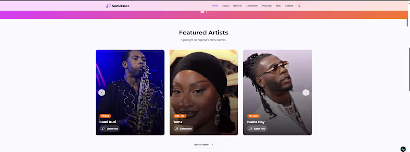 Cover image for SonicBase Music Platform Redesign