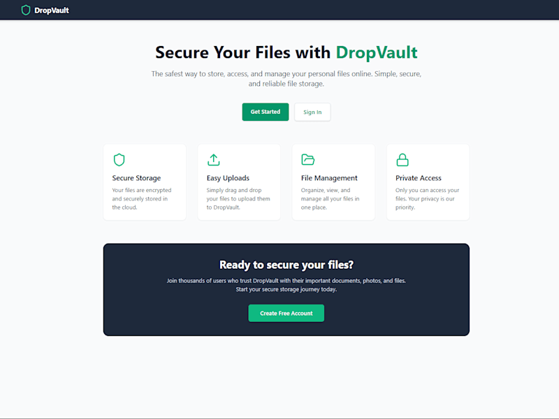 Cover image for DropVault - A Secure Personal File Storage 🔒