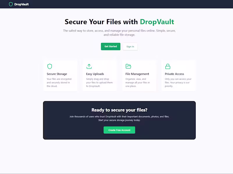 Cover image for DropVault - A Secure Personal File Storage 🔒