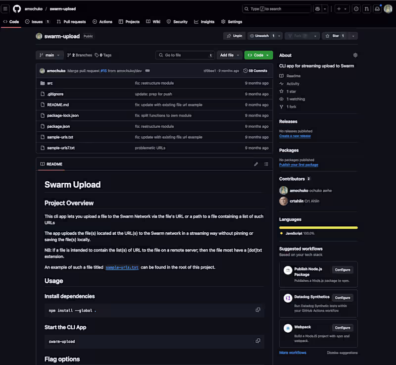 Cover image for CLI app for streaming upload to Swarm
