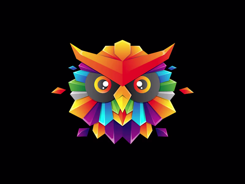 Cover image for 3d geometric owl face gradient design