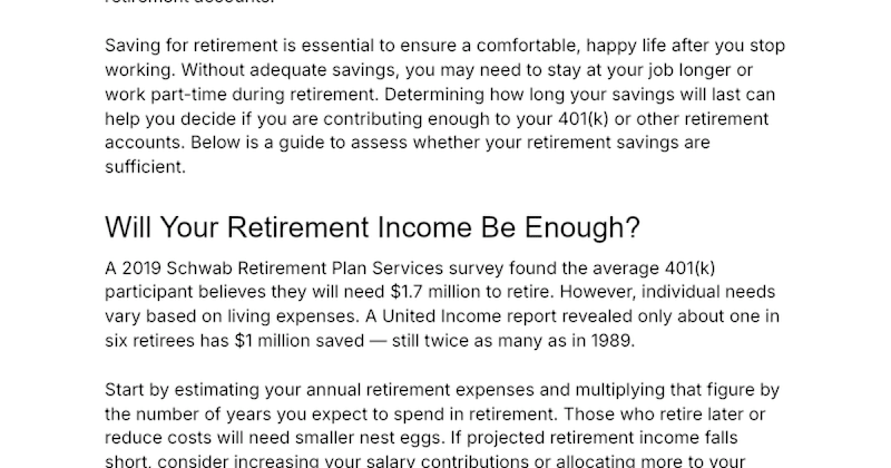 Cover image for How Long Will My Retirement Savings Last?