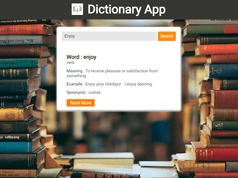 Cover image for Online Dictionary Website using JavaScript & API