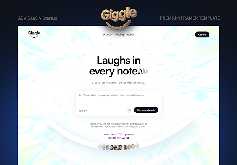 Cover image for Giggle: Playful Framer Template for AI SaaS