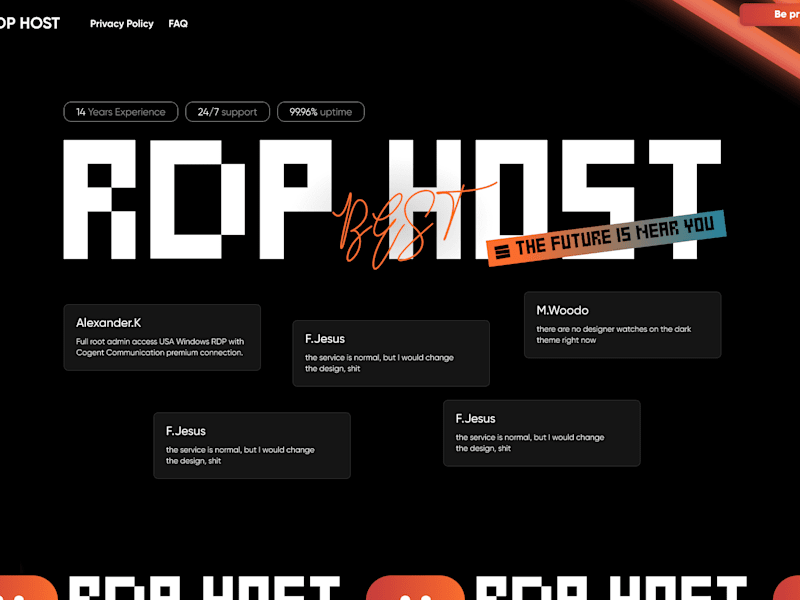 Cover image for Landing page for RDP hosting service