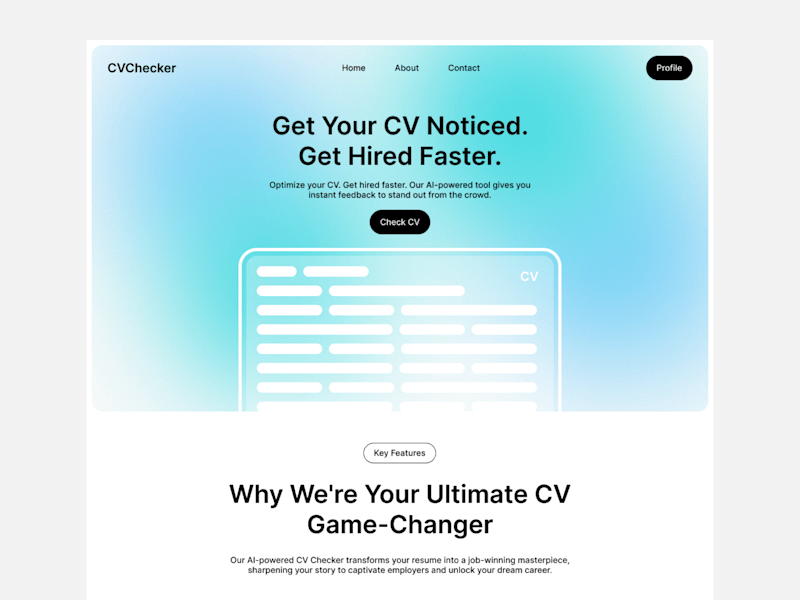 Cover image for CVChecker - Startup Website Design